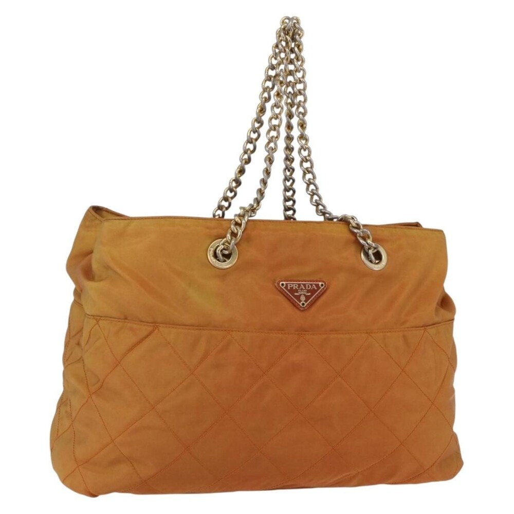 Prada Nylon Chain Shoulder Bag Orange